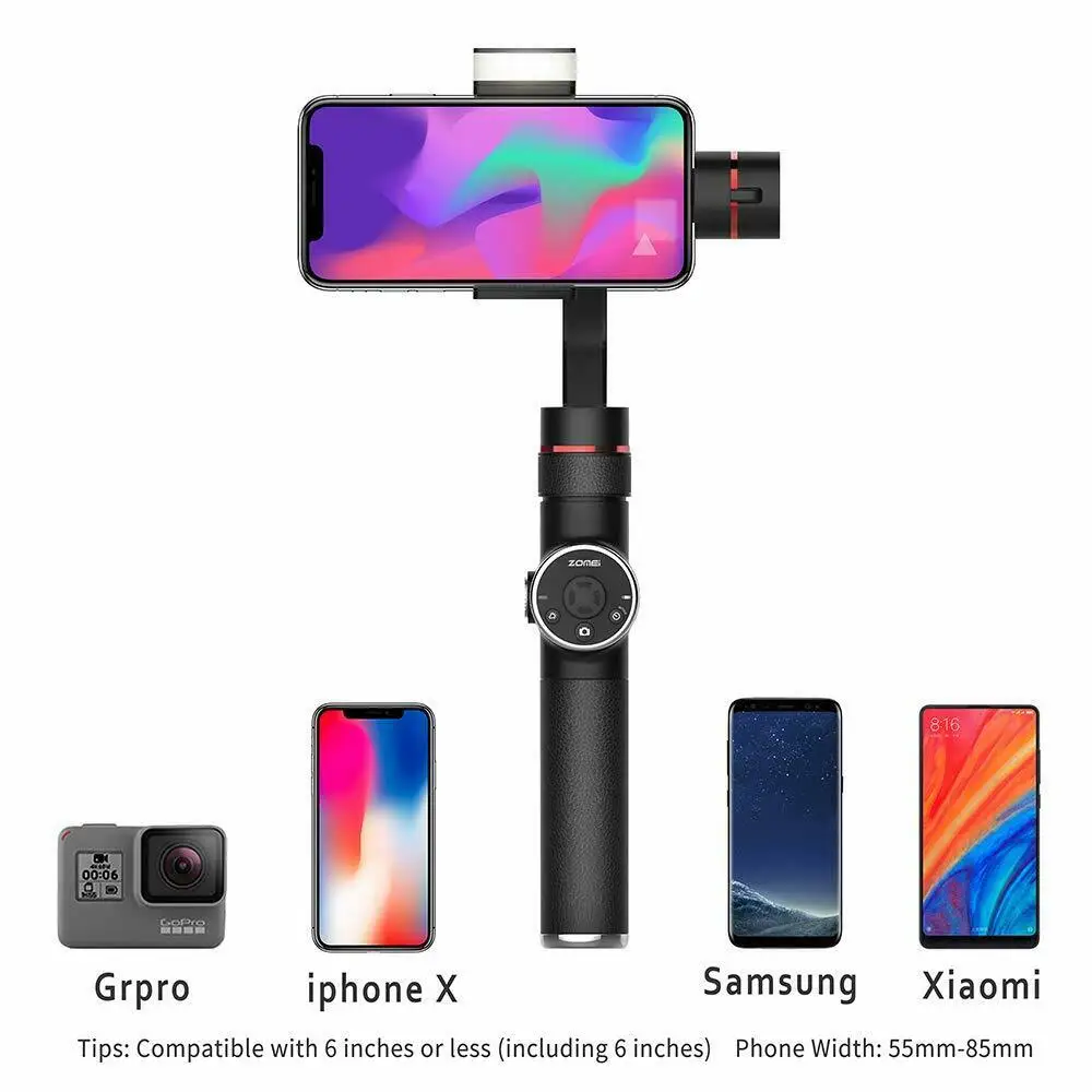 Zomei V5 Новый 3 осевой ручной карданный стабилизатор селфи палки для смартфонов iPhone