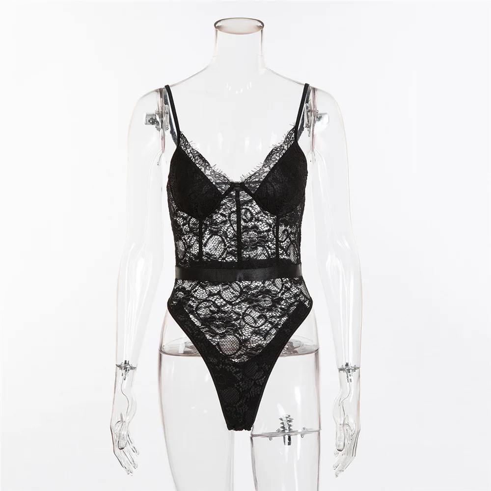 

Sexy Lace Underwear Bodysuits Women Corset Lingerie Porno See Through Mesh V Neck Costumes Exotic Bodysuit Teddy Lingere