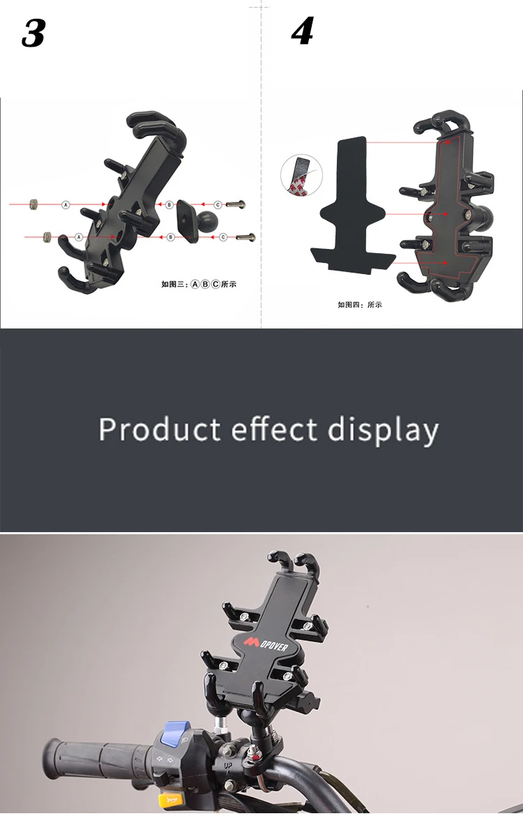 

Aluminum Universal Bicycle Mobile Cellphone Phone Holder Motorcycle Handlebar Mount Handlebar Clip Stand Bracket