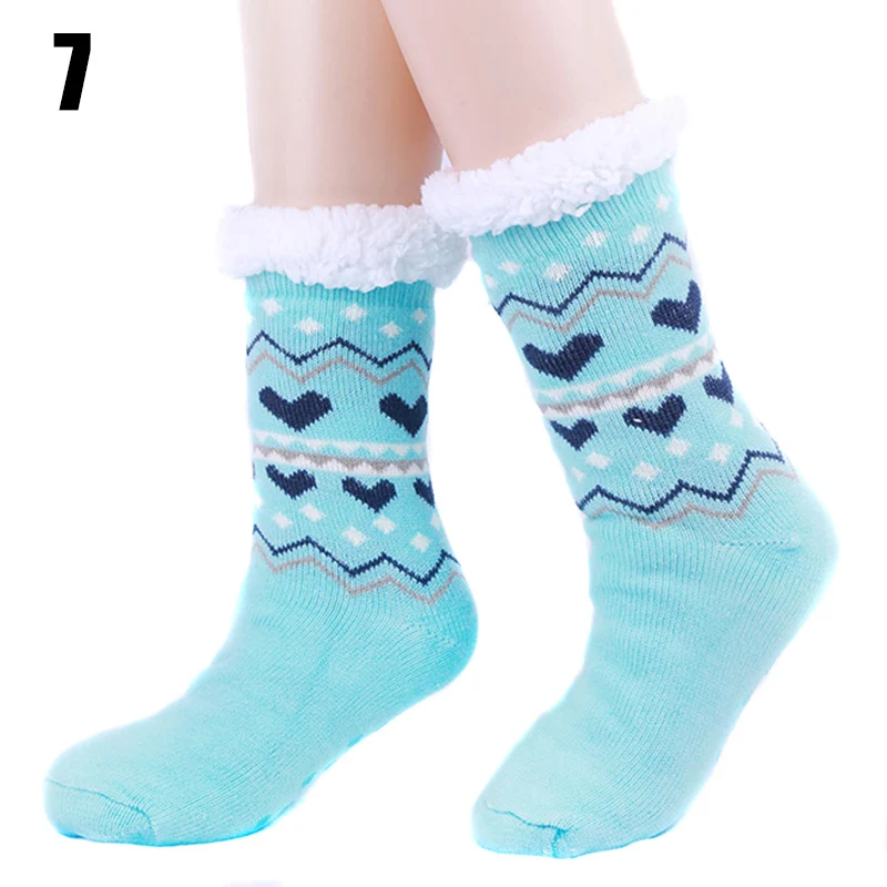 1 пара женские домашние трикотажные жаккардовые носки в полоску теплые