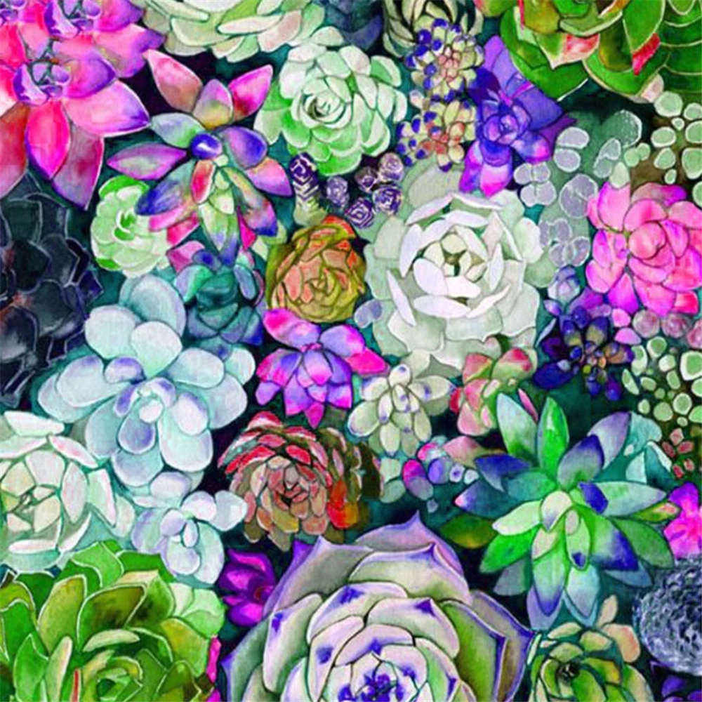 Succulent Plant Flower Printed Canvas 11CT Cross Stitch Kit Embroidery DMC Threads Painting Handicraft Needlework Magic | Дом и сад