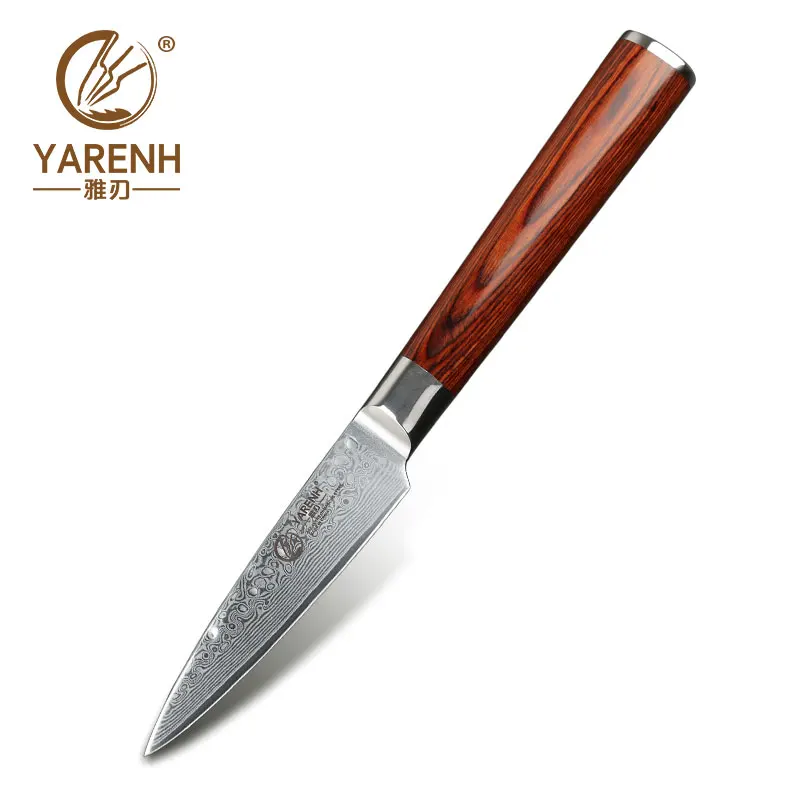 YARENH 3," нож для очистки фруктов с цветной деревянной ручкой Лучшие Кухонные ножи японский дамасский стальной Универсальный нож кухонные ножи