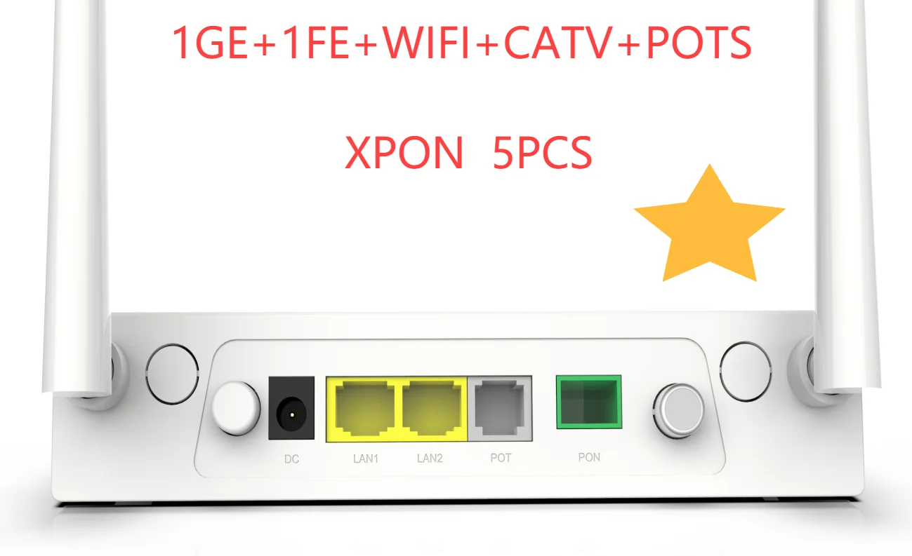 5 шт. Новый XPON без питания 1GE + 1FE WIFI CATV POTs ONU ONT двухдиапазонный Ont Gpon волоконный