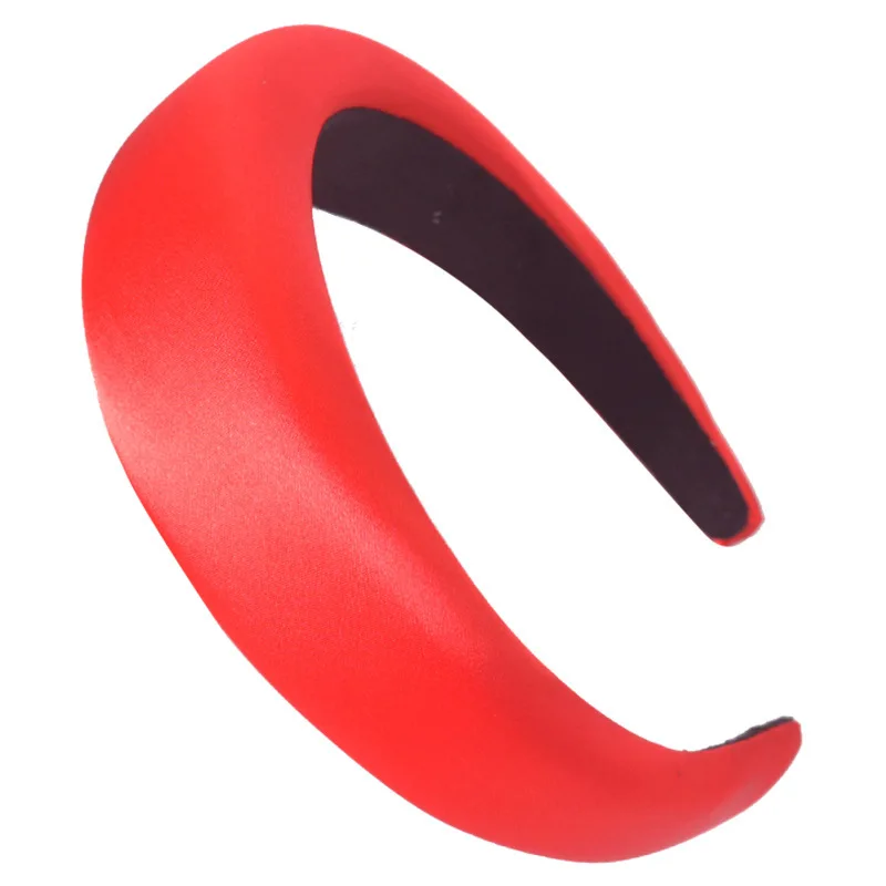 

Fashion Satin Padded Headbands for Women 4cm Wide Solid Plastic Thick Hair Hoop Girls Sponge Non-slip Hairbands Hair Accessories