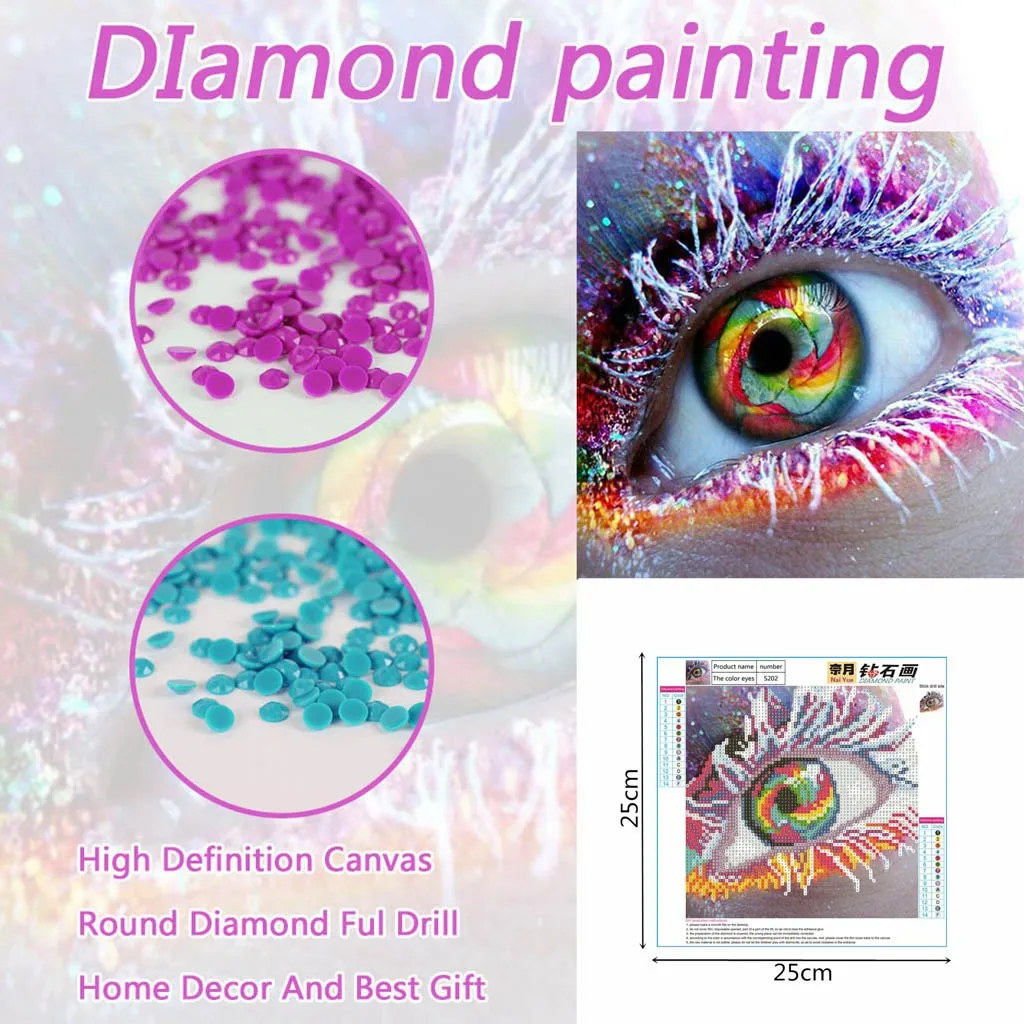 

#40 Diy New 5d Diamond Painting 2021 Beautiful Eyes Living Room Bedroom Decoration New Year Gift Navidad 2021