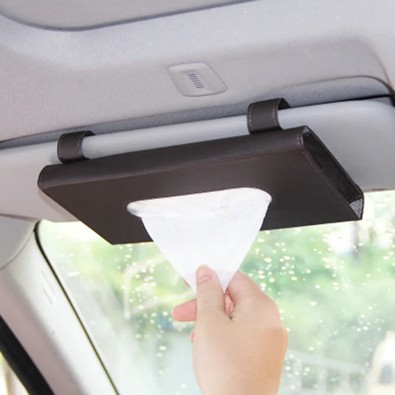 

Car Tissue Box Sun Visor PU Leather Tissue Box Holder Universal Car Interior Storage Decoration Auto Organizer Accessories