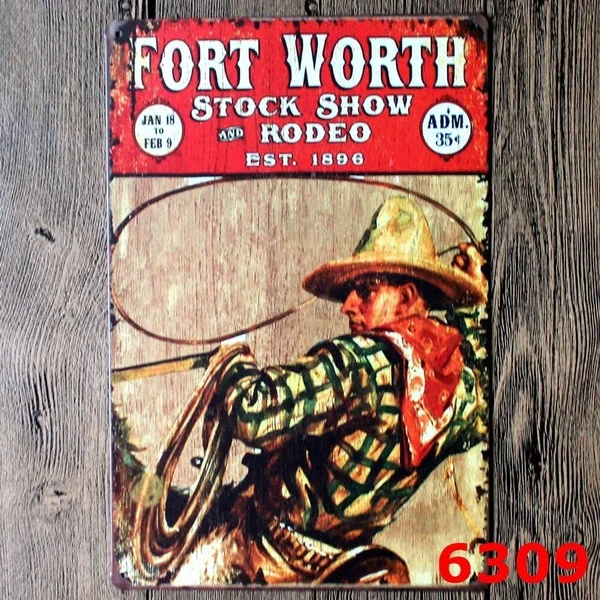 

Модная металлическая Оловянная вывеска с принтом форт Ворт Родео Декор Бар Паб домашний винтажный Ретро плакат для кафе