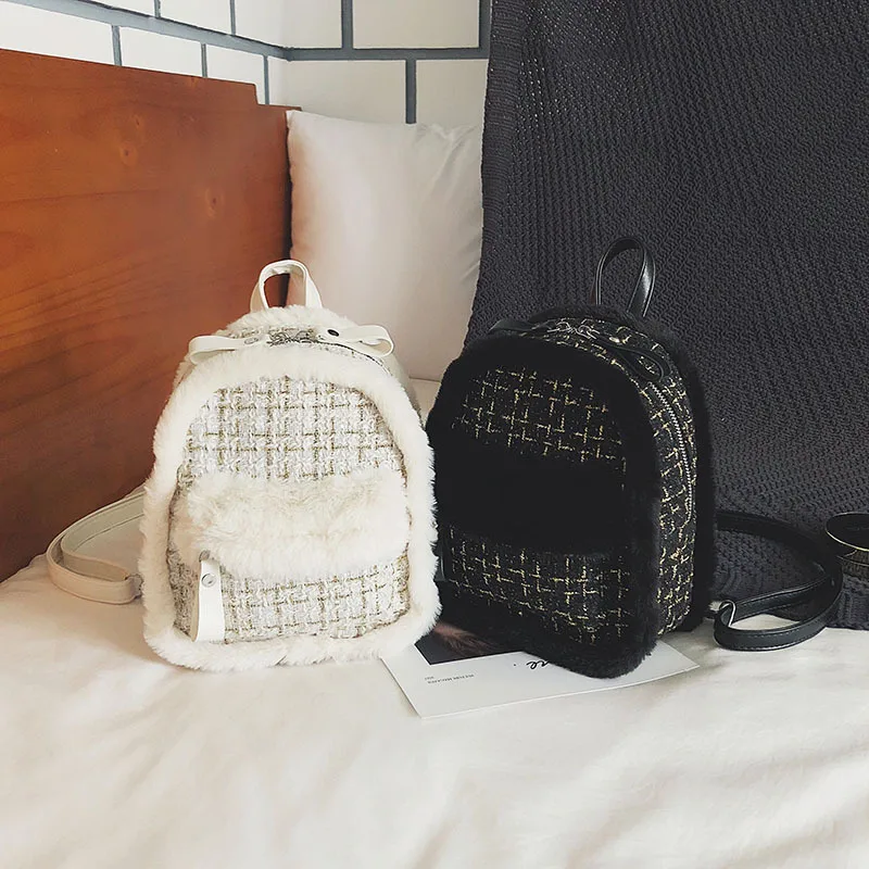 Маленькая женская сумка новинка осень зима 2019 меховая шерстяная Сетчатая Сумка