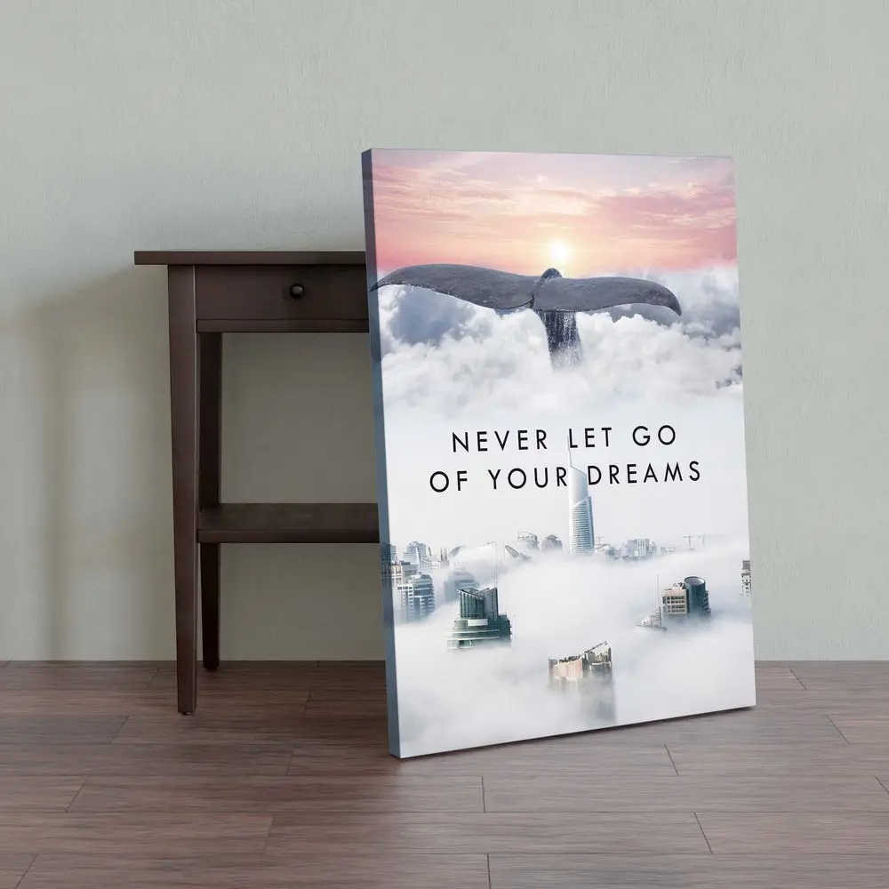 Картина Кит Над Городом на холсте с подрамником / Российской производство