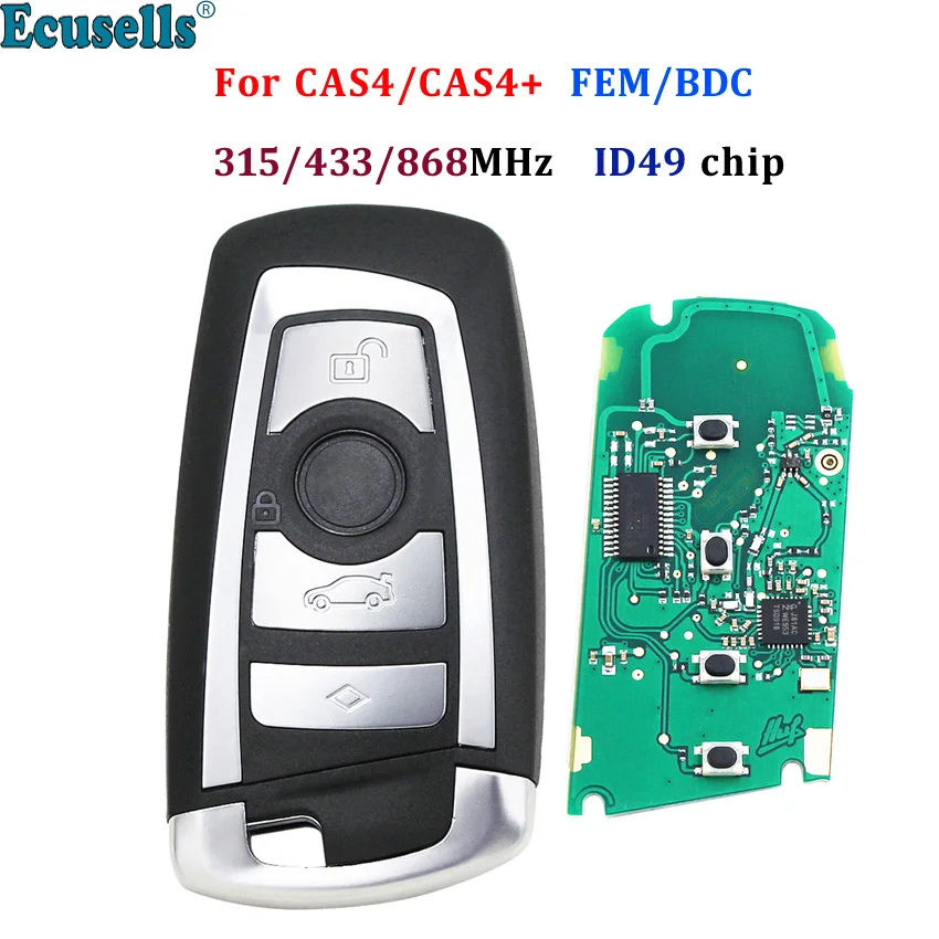 Брелок для смарт ключей 4 кнопки 315 МГц 433 868 BMW F CAS4 + 3 5 7 серий ID49 Hitag Pro чип HUF5661