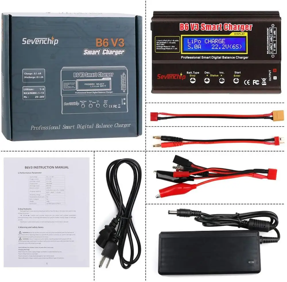 Зарядное устройство erlies iMAX B6 V3 80 Вт 6 А зарядное Lipo NiMh Li-Ion Ni-Cd RC балансирующее Lipro с