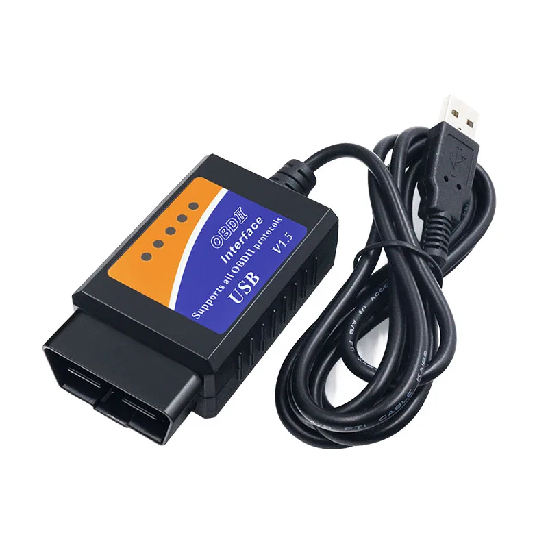 Лучшая цена ELM327 HW V1.5 SW V2.1 автомобилей Авто сканер штрих код ридер ELM 327 USB интерфейс
