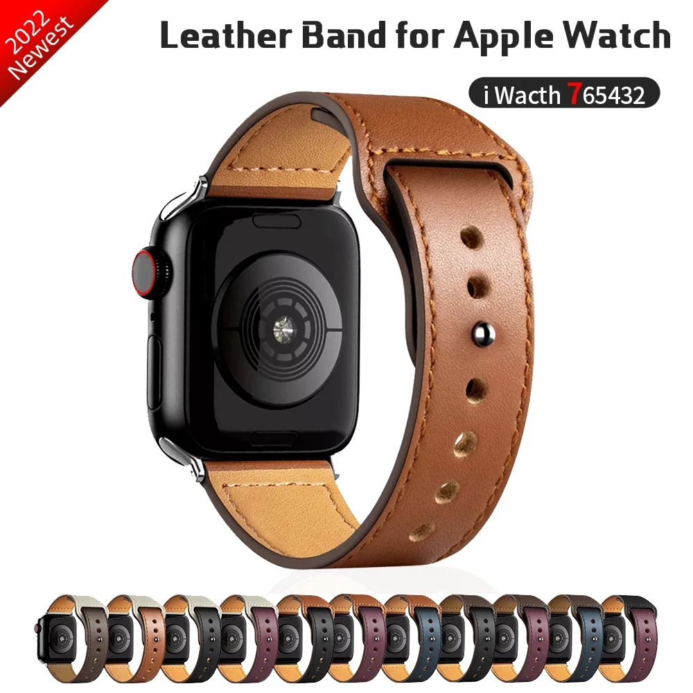 

Leather strap for Apple Watch band high quality Male lady series 1234567 SE 44mm 40mm 41 45 watch for iWatch 42mm 38mm Bracelet