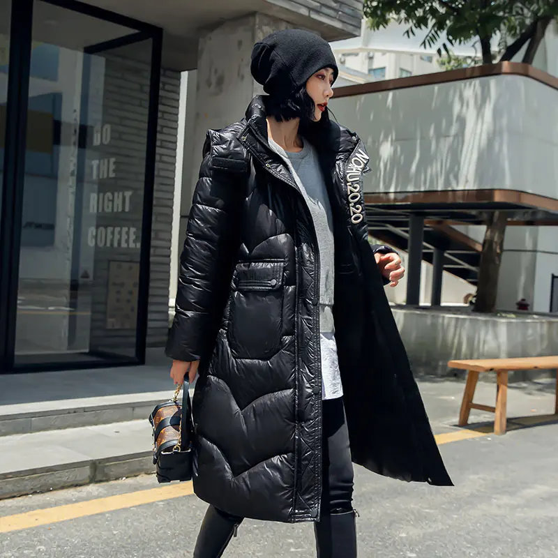 

Cotday Fashion With Hooded Single Breasted Winter Warm Women Long Female New Elegant England Style Pocket Women Parka Coat