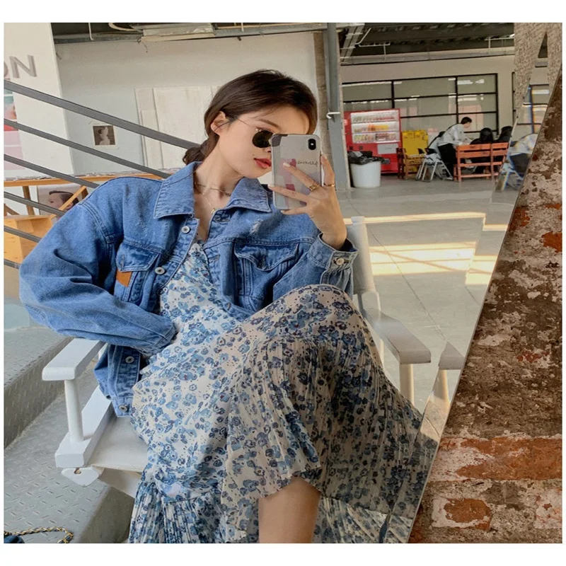 

2021 Vintage Floral Dress Women Elegant Chiffon Korean Party Dress Puff Long Sleeve V Neck Midi Dress Fall Dresses For Women