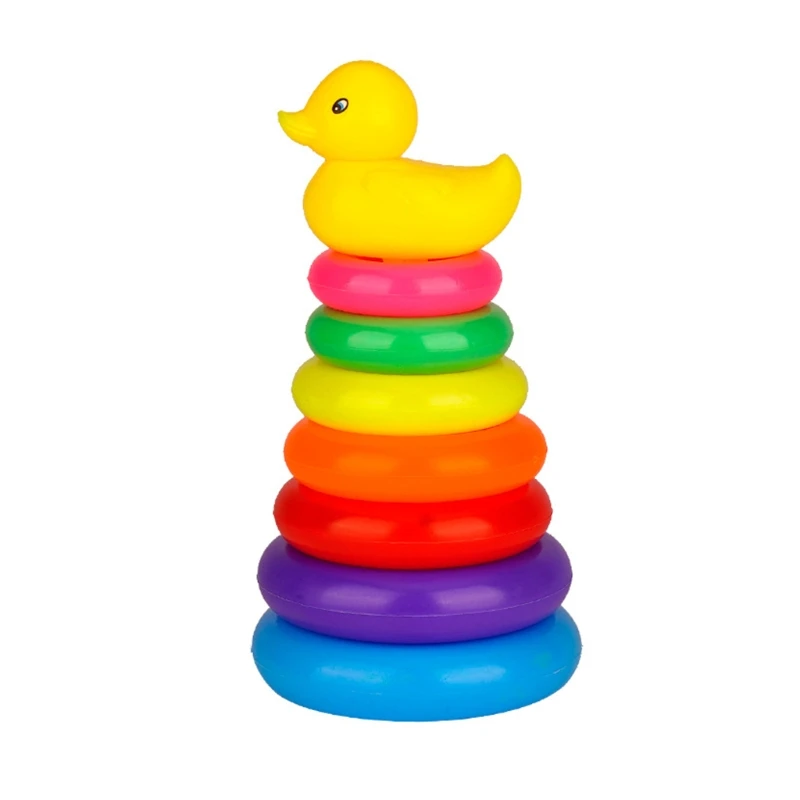 

K1KC Toddler Bath Toys for Kids1-3 Year Old with Duck Stacked Circles Baby Birthday Gifts Creative Baby Water Colorful Toys