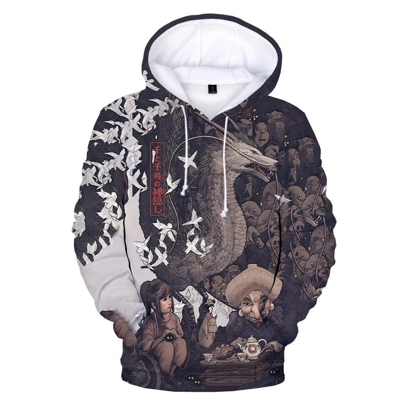 

2021 New Anime Spirited Away 3D Print Hooded Sweatshirts Harajuku Streetwear Men Women Autumn Pullover Clothes Oversized
