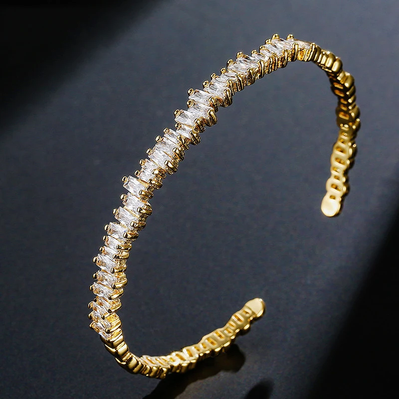 

2021 new trendy gold silver color princess bracelet bangle for women open anniversary gift jewelry wholesale moonso S5212