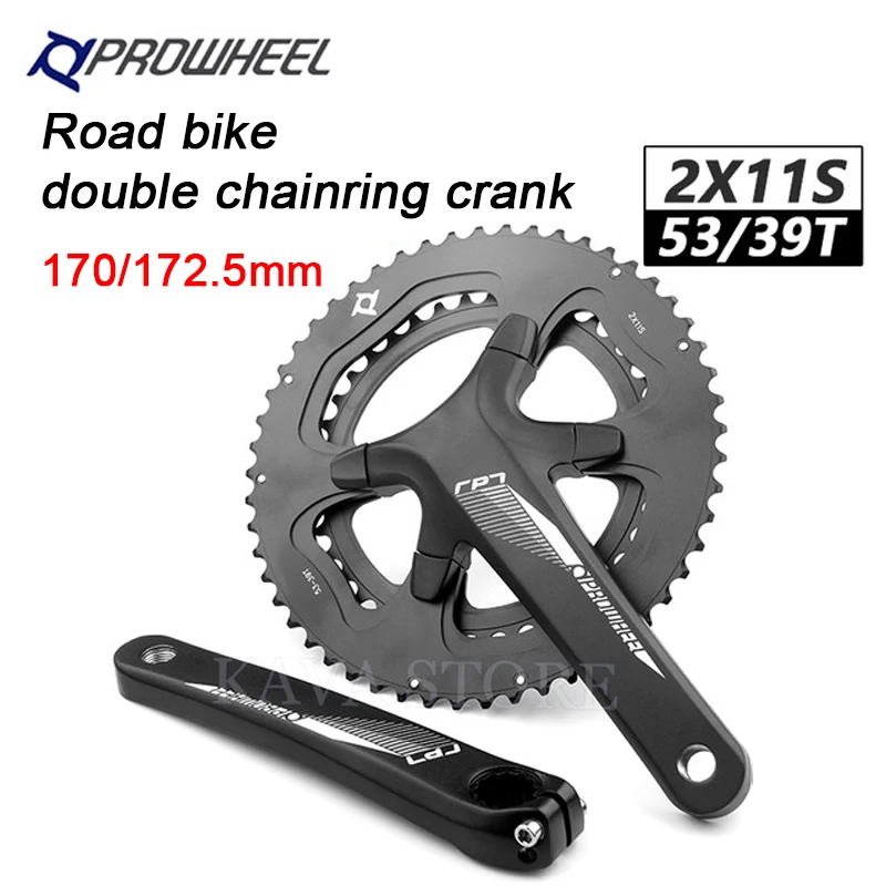 

Комплект кривошипов для шоссейного велосипеда PROWHEEL, шатуны для велосипеда 170/172, 5 мм 53/39T, двойная Звездочка 110BCD 2x11S для Shimano