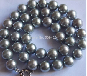 Бесплатная доставка&gt Новый AAA 12 мм серый Южное море Жемчужное ожерелье 18'' |