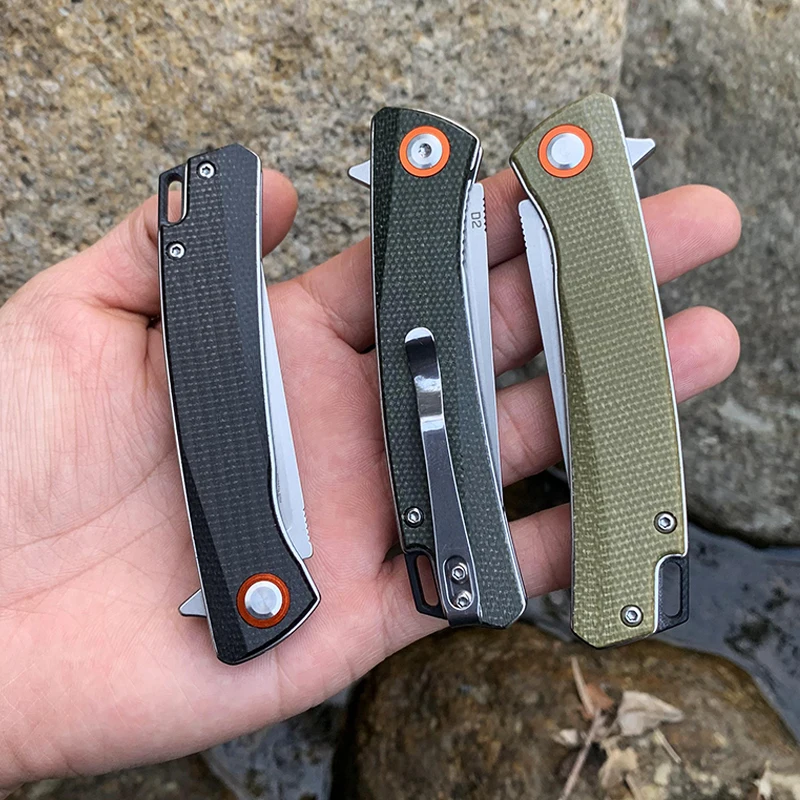

LCM 66 High quality Folding knife Quick opening knife D2 steel hunting knife Micarta handle with Portable fruit knife Tools