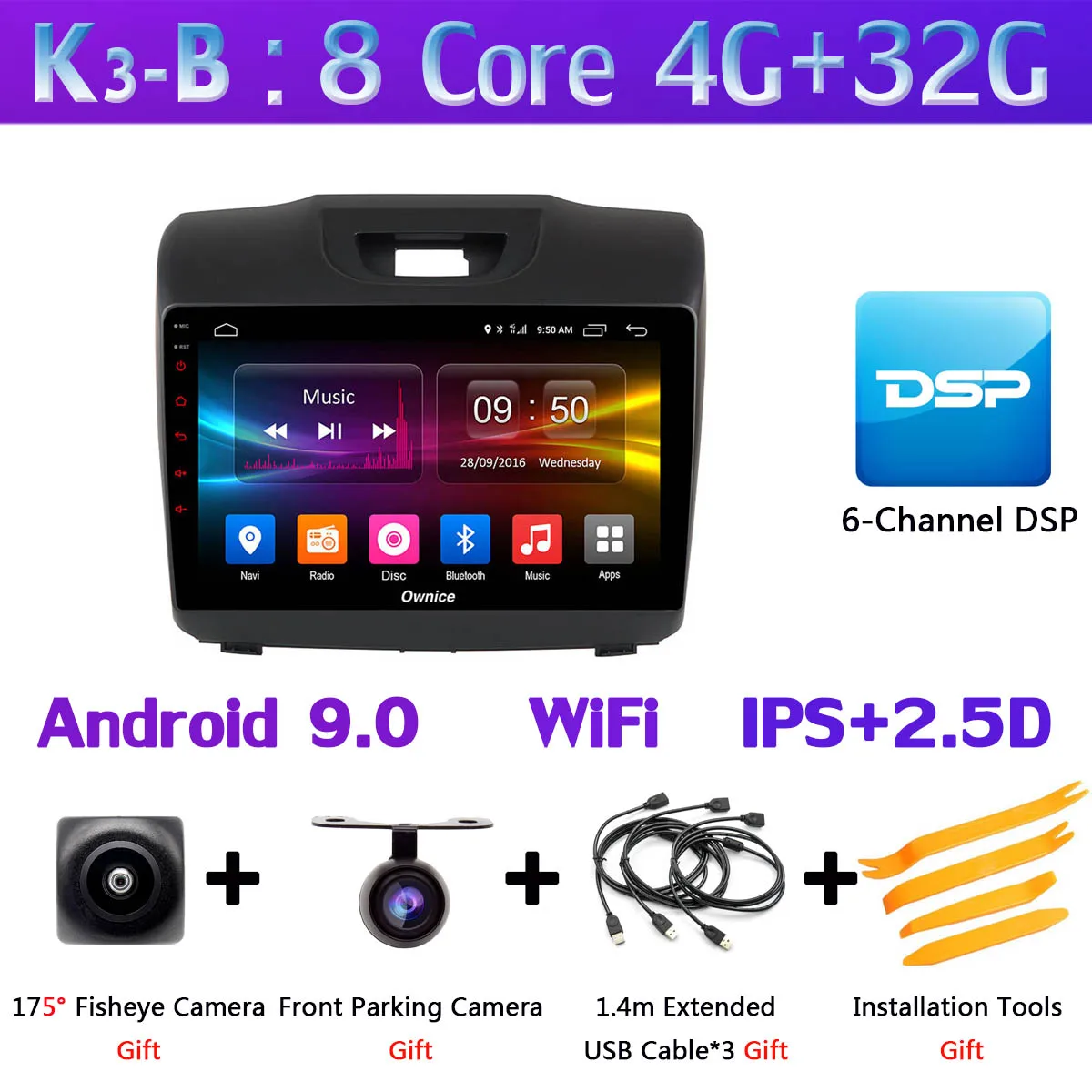 K3-B 1Din " 360 ° панорамный автомобильный dvd-плеер Android gps для Isuzu D-max MU-X Chevrolet Trailblazer Colorado LT S10 автомобильный DSP Carplay 4G - Цвет: K3-B