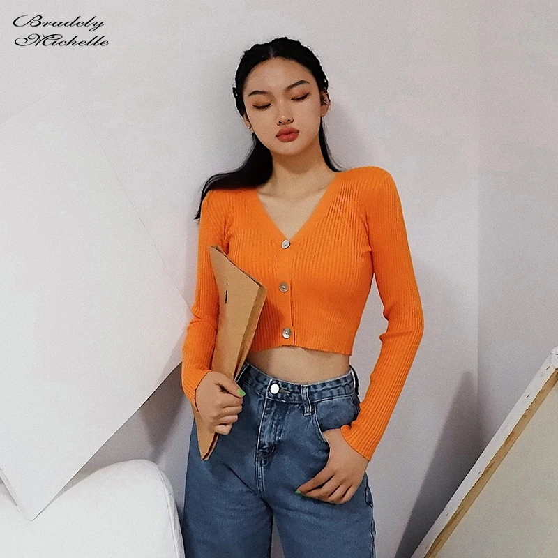 Женский трикотажный кардиган BRADELY MICHELLE однобортный эластичный с V-образным