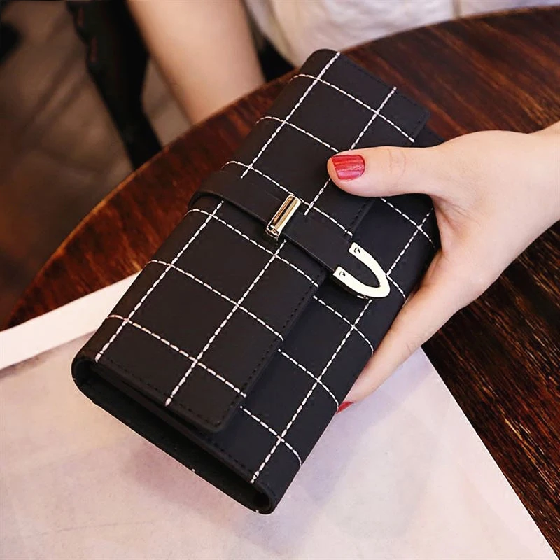 

Wallets For Women Long Zipper Luxury PU Leather Coin Purses Tassel Design Clutch lattice Female Money Bag Credit Card Holder
