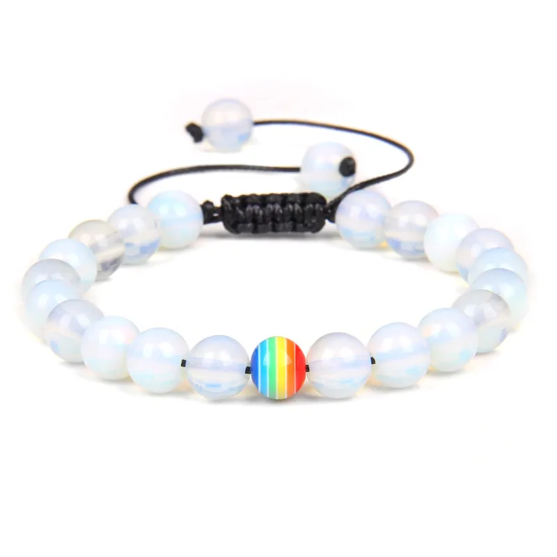 

White Opal Moon Stone Bracelet Women Fashion Cat Eye Beads Braided Bracelets Black Lava Yoga Charm Lucky Bracelet Men Jewelry