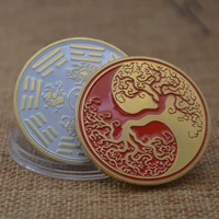 commemorative coin gift color baking silver enamel tai chi metal badge three dimensional embossed gold plated badge yin yang