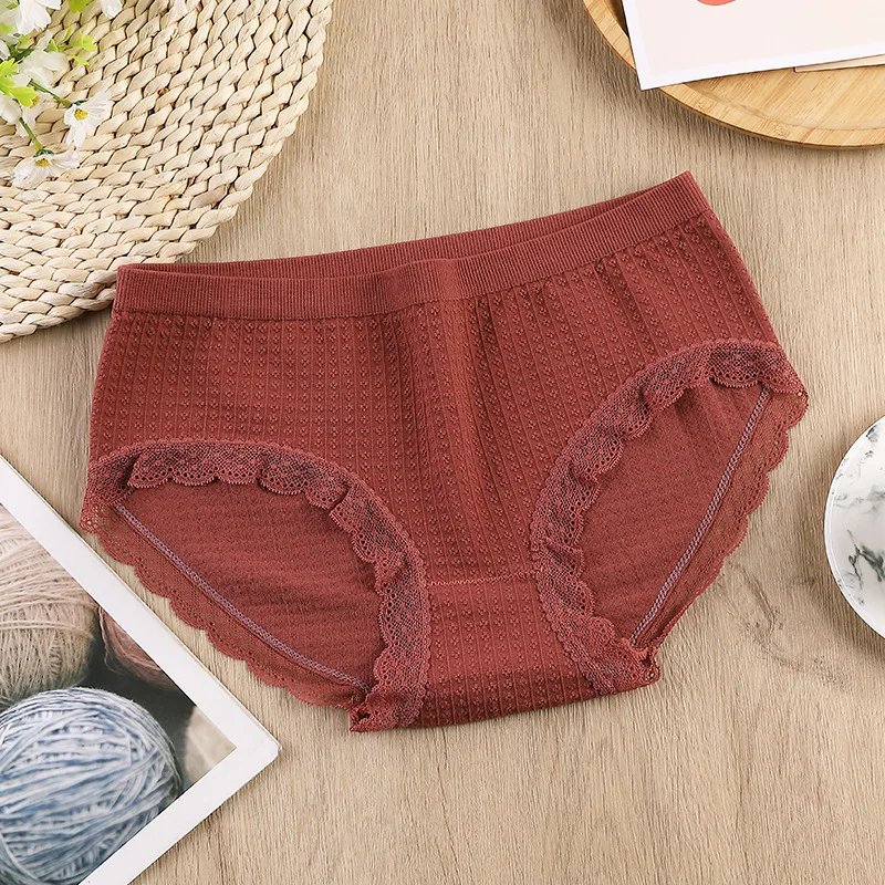 

New Sexy Lace Women's Underpants Soft Cotton Panties Girls Solid Color Briefs Breathable Panty Lingerie Female No Trace Underwea