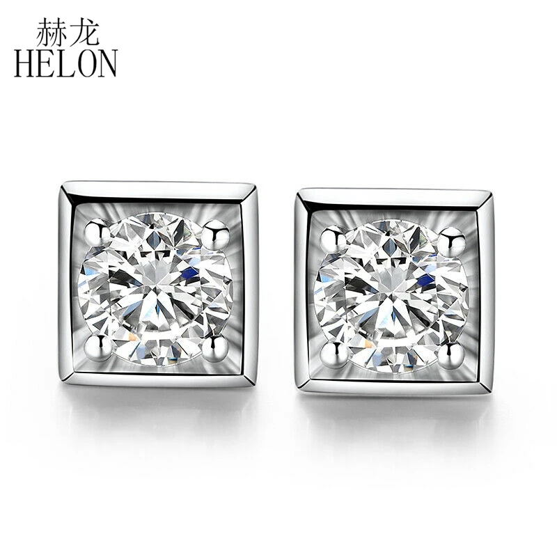 

HELON VVS/DEF Moissanite Stud Earrings Solid 14K White Gold 2ct Lab Grown Diamond Moissanite Trendy Jewelry Gift Stud Earrings