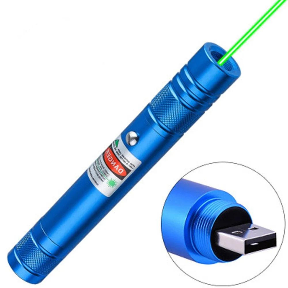 Перезаряжаемая через USB Зеленая точка Лазерная портативная мини-указка 5 мВт
