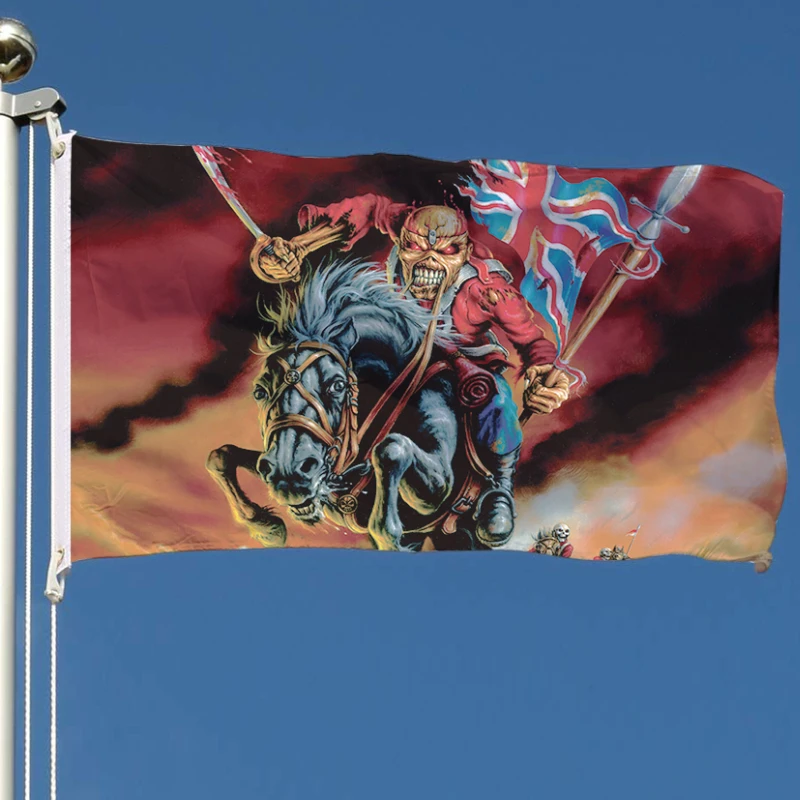 Bandera de Trooper Bandera de Metal pesado calavera esqueleto bandera del Reino Unido Material bandera Ideal para decoración de estilo Medieval oso volador fantasma 5 actualización
