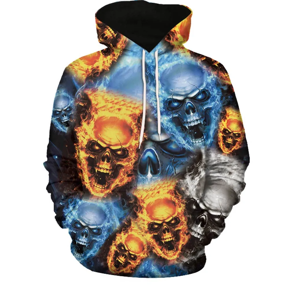 3D толстовки худи с черепом для мужчин и женщин хипстер хип хоп Спортивный костюм