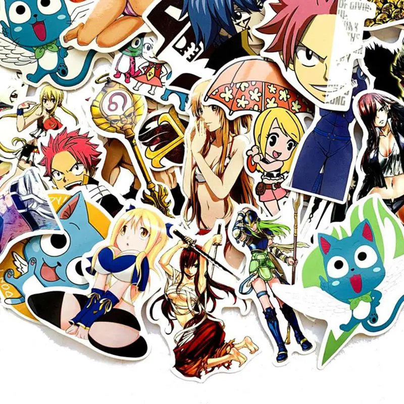 

60 Pcs/Pack Anime Fairy Tail Stickers Fairy Tail Waterproof Stickers For Bike Motorcycle Skateboard Laptop Graffiti Sticker