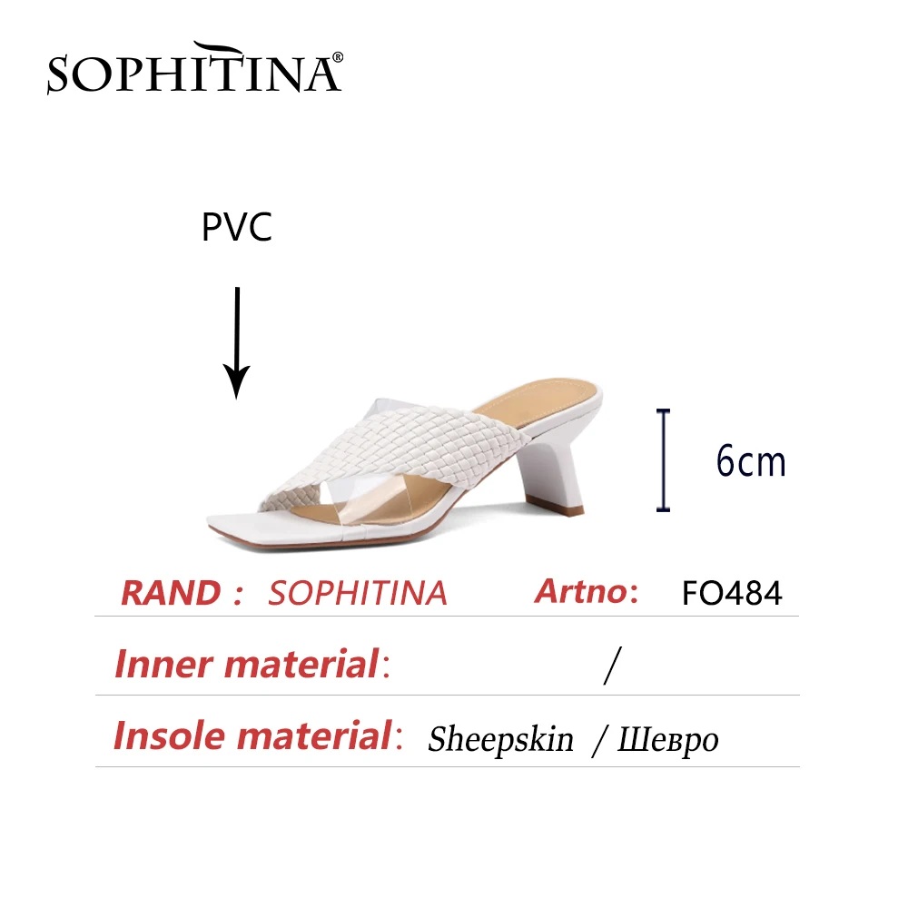 

SOPHITINA Women Shoes Sandals Summer Genuine Leather Square Toe Strange Heel Dressing New Stylish PVC Fashionable 2021 FO484