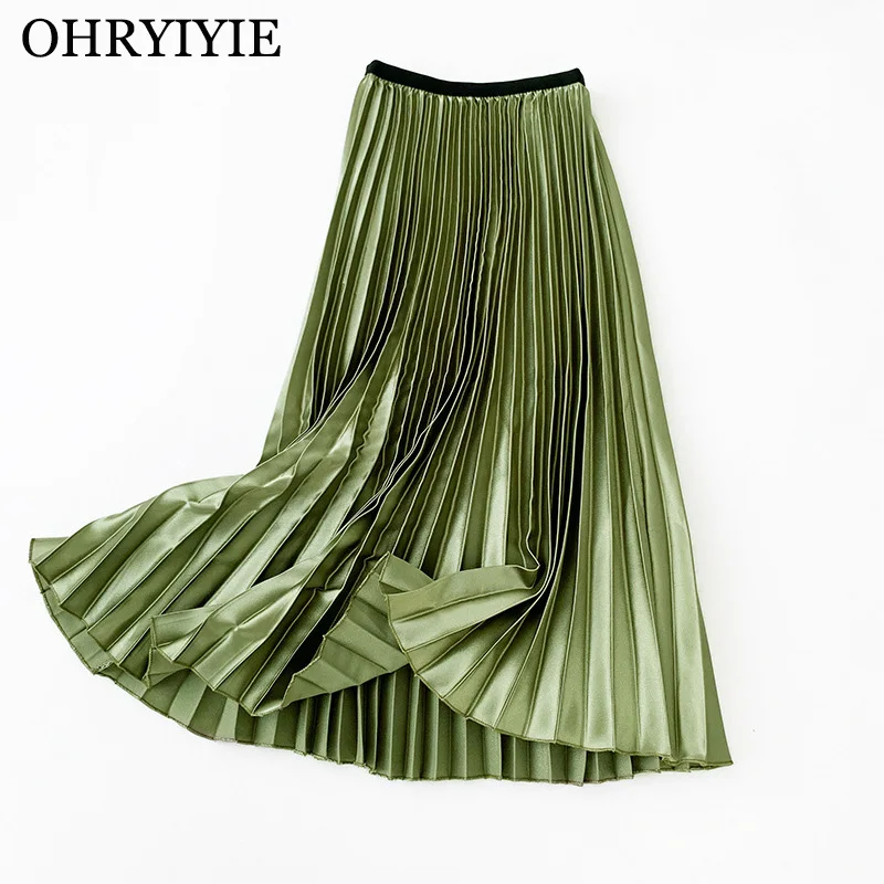 OHRYIYIE/зеленые винтажные женские юбки из искусственной кожи Осень зима 2019