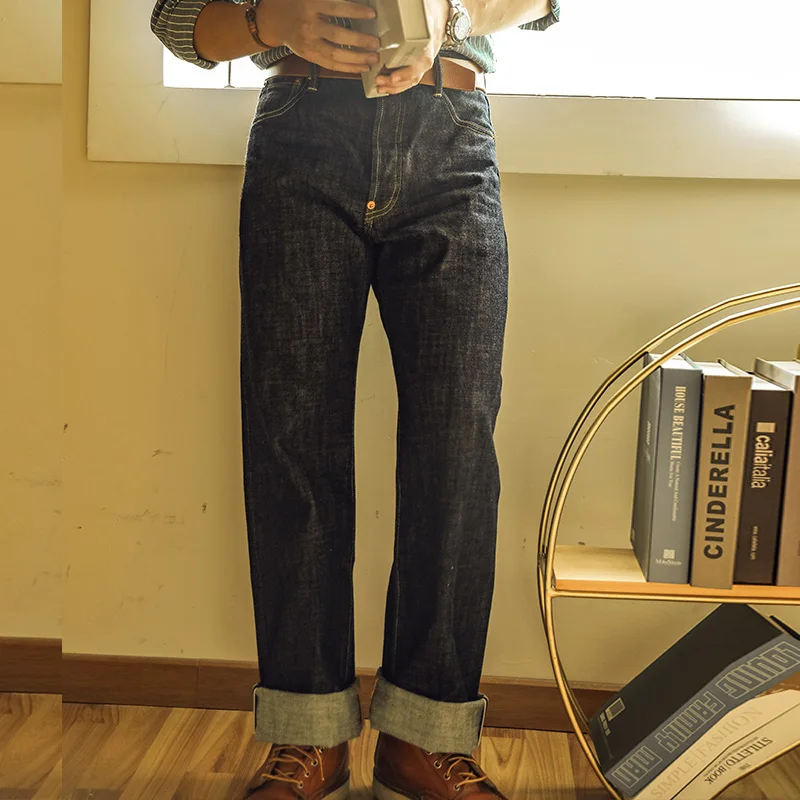 702-0001 Read Description! 12.5oz Heavy Weight Raw Indigo Selvage Washed Pants Sanforized Thick Denim Jean