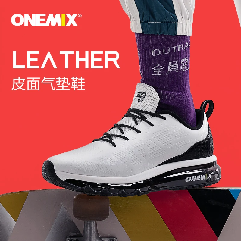 ONEMIX Men's Black Dedicated Air Cushion Running Shoes Outdoor Jogging Damping Sneakers Fitness Trainers Breathable Sports Shoes