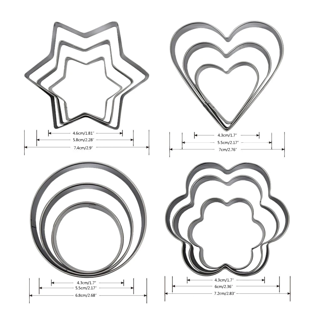 12 шт. в упаковке Нержавеющая сталь сердце звезда форма для торта печенья