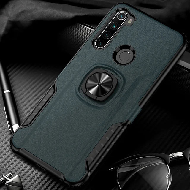Ikrsses для Xiaomi Redmi Note 8 Pro Чехол автомобильный держатель Магнитный кронштейн Стенд чехол с кольцом для пальца для Redmi Note 7 анти-осенний чехол - Цвет: Navy