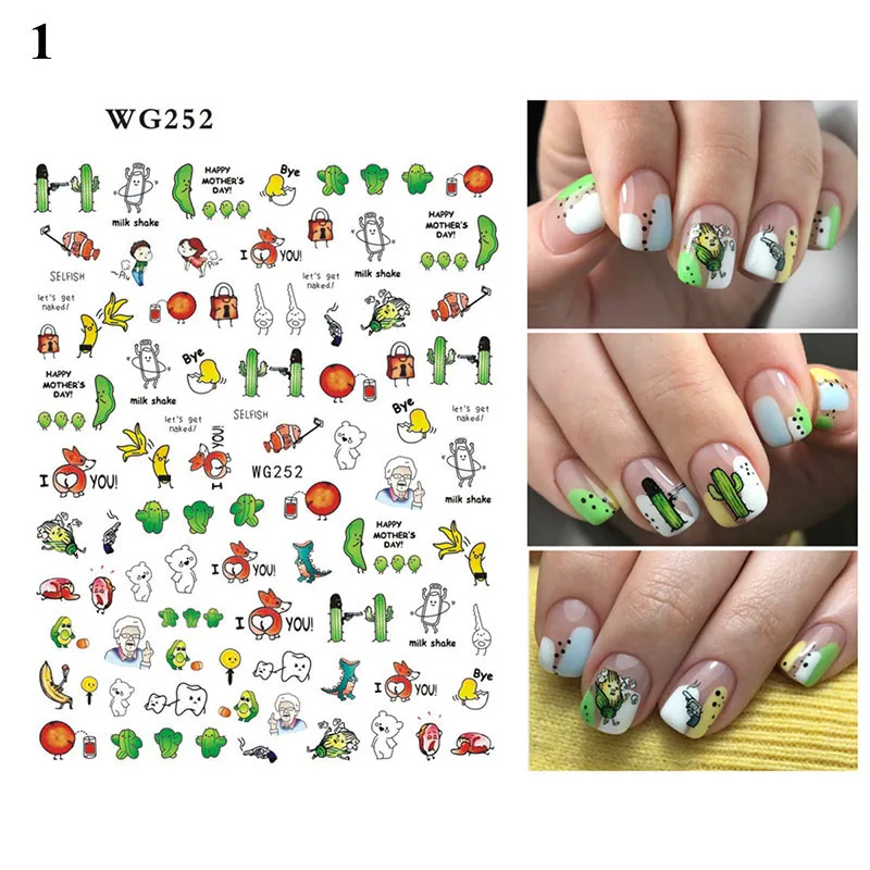 3D слайдеры с цветами наклейки для ногтей летние растения украшение маникюра