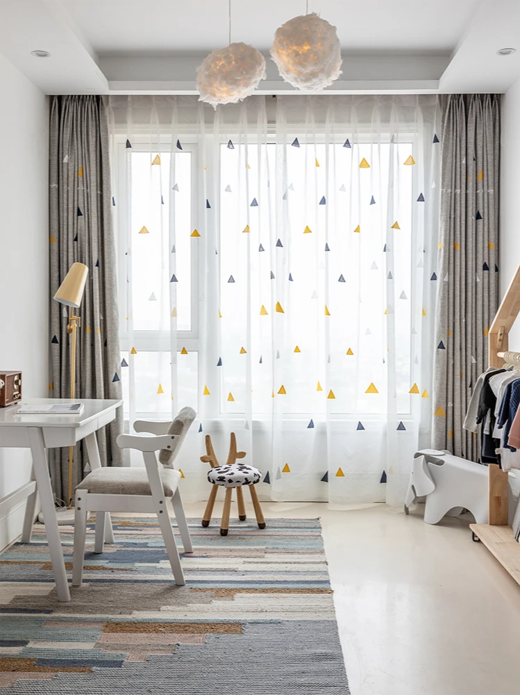 Шторы с вышивкой для детской комнаты занавески на окно в спальне балконе тюль