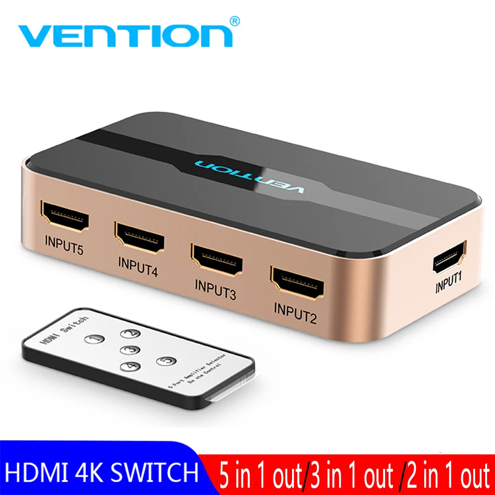 Vention HDMI Switch 5 Ports 4K 3D 5 x 1 HDMI Splitter for Mi Box PS4 Nintendo Switch PC 5 In 1 Out 3 Port HDMI Switcher Splitter