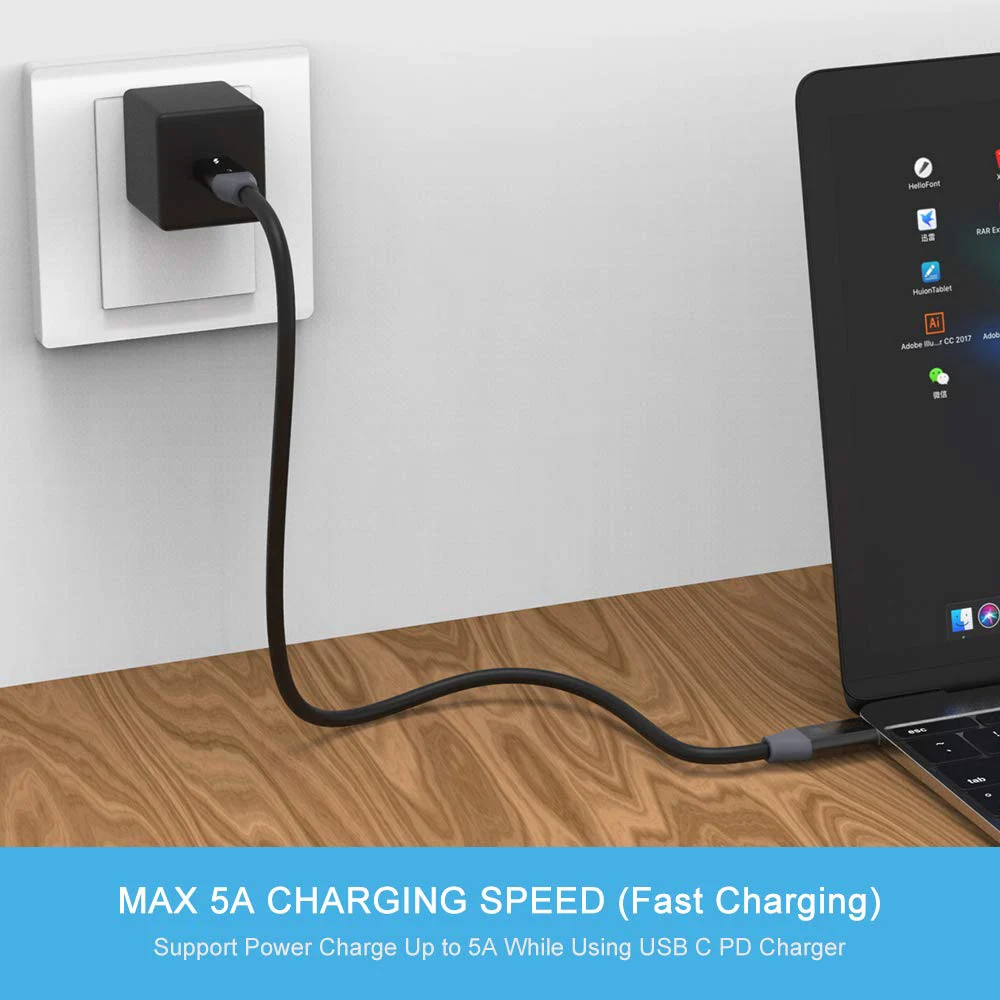 

USB 4.0 Type-C Fast Charging Cable for Notebooks Displayer PD3.0 100W Gen2 40Gbps Support 5K 60Hz Video Dispaly Data Cables Line
