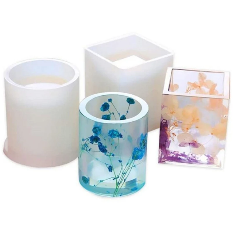 

68Pcs Epoxy Resin Mold Set Square Cylinder Cube Round Diamond Mixing Cup Pendant Silicone Mould DIY Crafts Coaster Tool