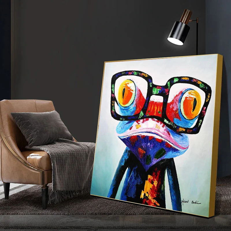 

Modern Frog With Glasses Painting Animal Canvas Wall Decoration Art Picture Posters and Prints for Gallery Living Room Decor