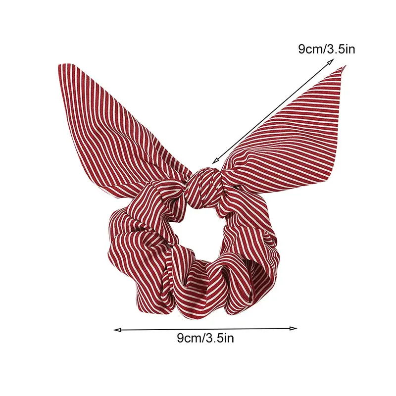 

1PC Rabbit Ear Scrunchies Women Fashion Dot Striped Hair Rope Ties Girls Sweet Ponytail Hair Accessories Cute Elastic Hair Bands