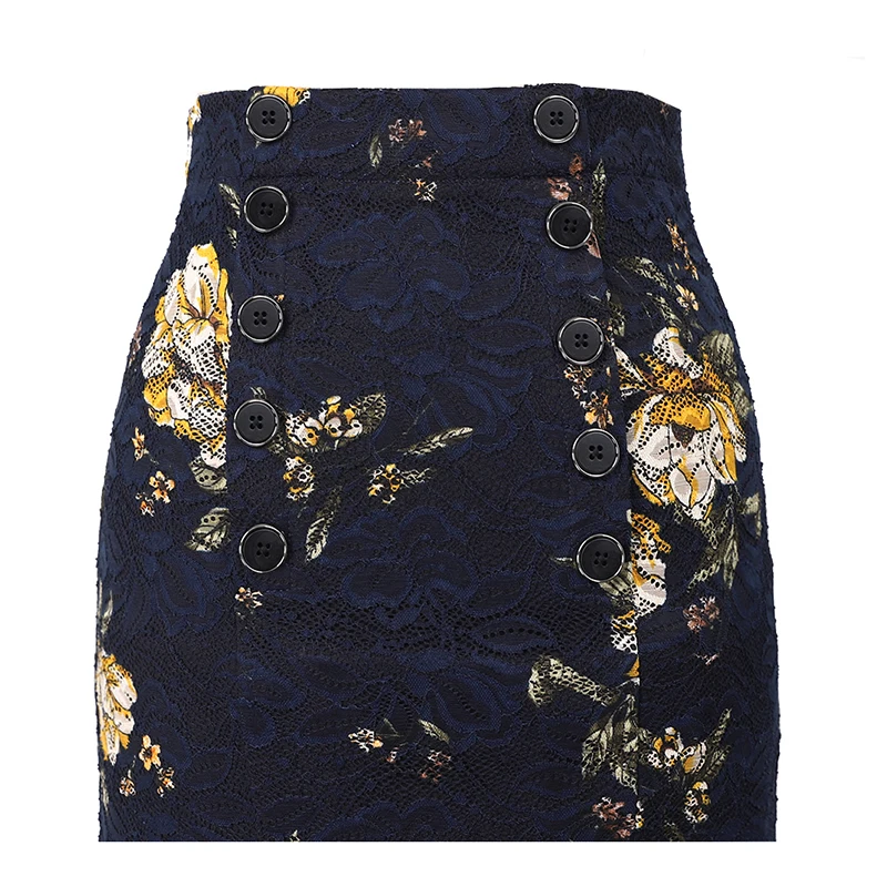 Женская винтажная юбка карандаш Vfemage с высокой талией и цветочным принтом